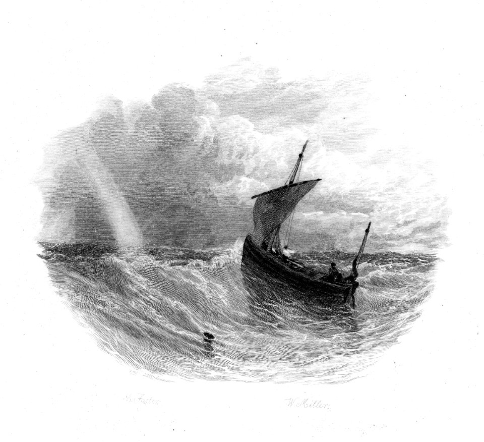 'To climb the billows's hoary brow' engraving by William Miller after Birket Foster
