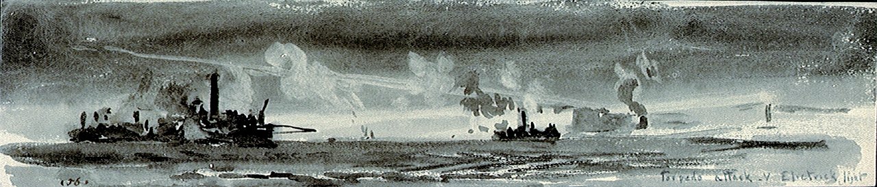 'Torpedo attack v. Electrick light'- illustration for the 'Idler' magazine RMG PV1033