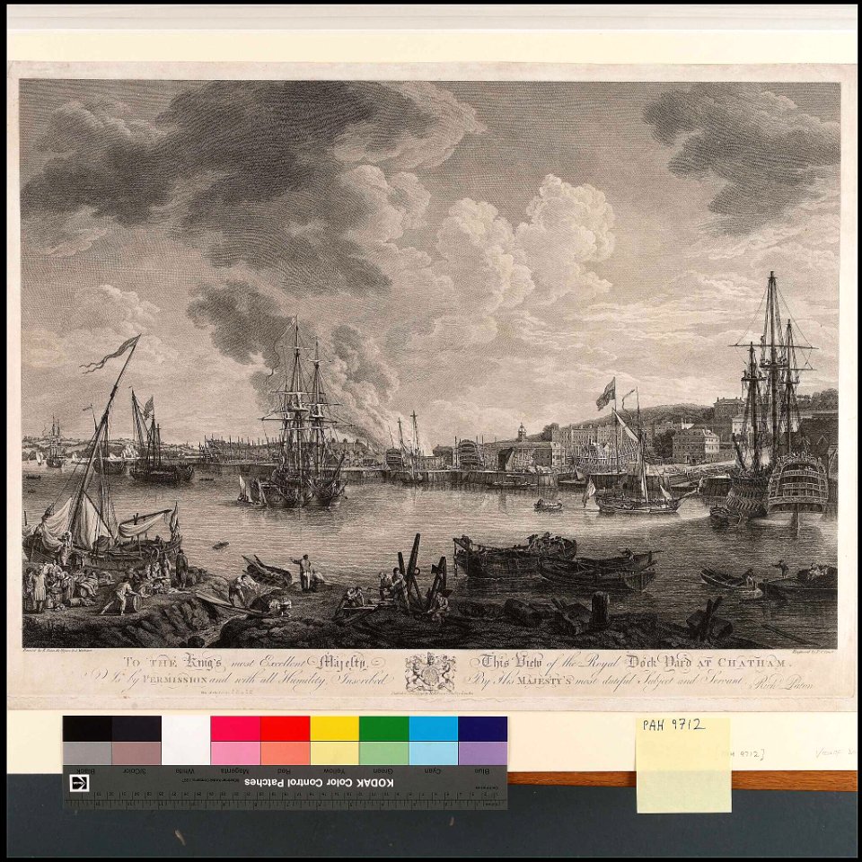 'To The King's most Excellent Majesty, This View of the Royal Dock Yard at Chatham - by - Richd. Paton' RMG PY9712