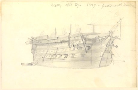'Victory' in Portsmouth Harbour, 1827 RMG PZ0909