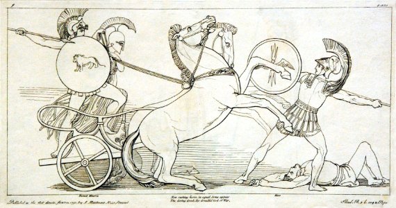 (9) Flaxman Ilias Kupferstich 1795, Zeichnung 1793, 186 x 364 mm