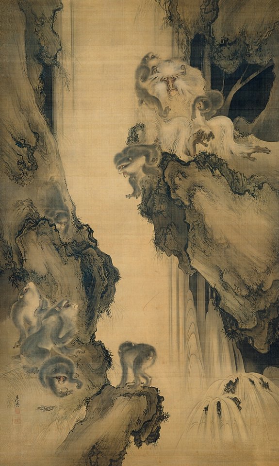 'Waterfall and Monkeys' by Shibata Zeshin