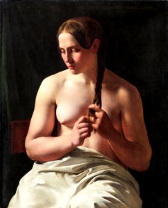 'Woman Plaiting her Hair' by Ludvig August Smith, 1839