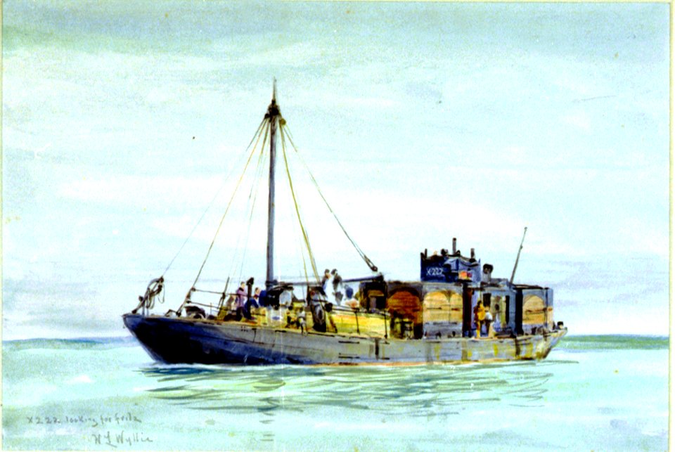 'X 222. A Mystery Ship' - motorized stores lighter 'X222' operating as a Q-ship RMG PW0658