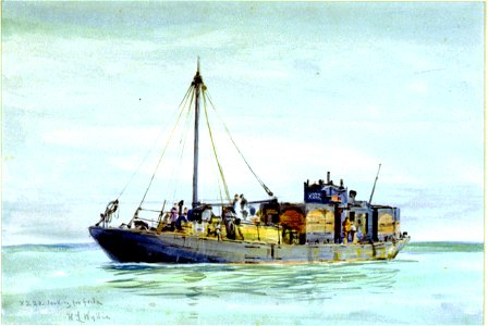 'X 222. A Mystery Ship' - motorized stores lighter 'X222' operating as a Q-ship RMG PW0658