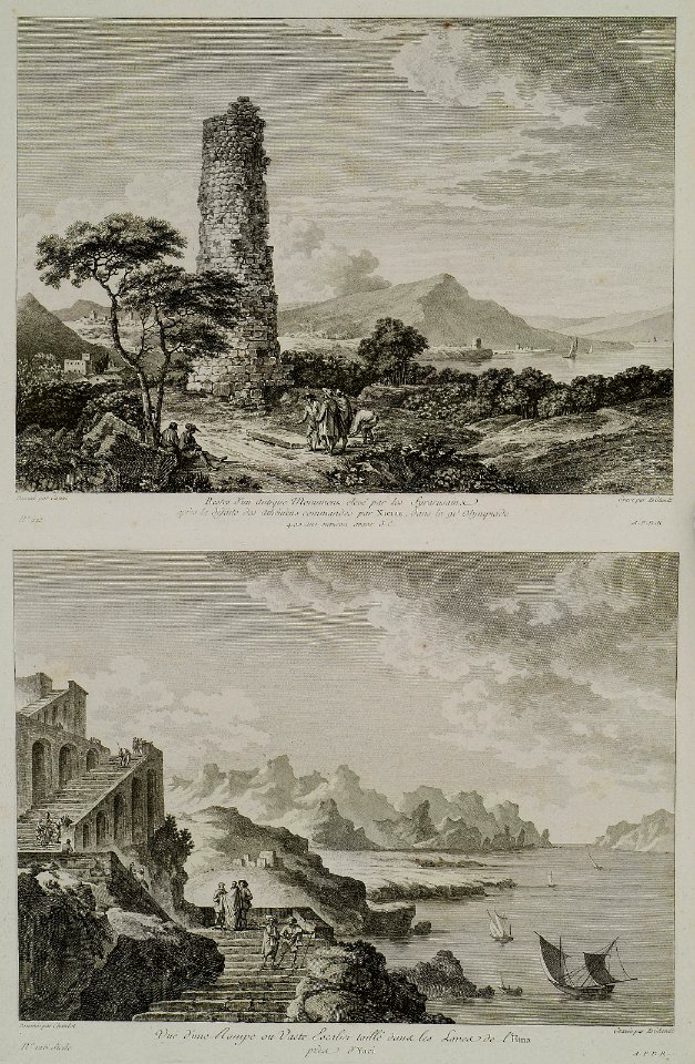 (1) Restes d'un antique monument éléve par les Syracusians après la défait des athèniens commandés par Nicias, dan - Saint-non Jean Claude Richard Abbé De - 1786