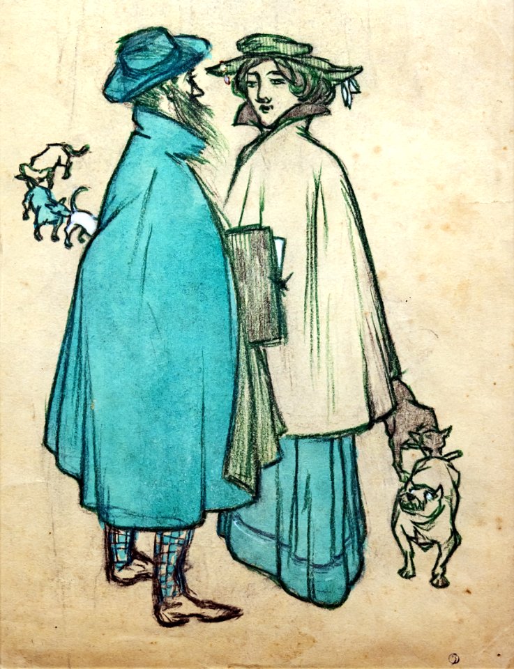 (Albi) Couple aux chiens ~1900 Edouard Saunier