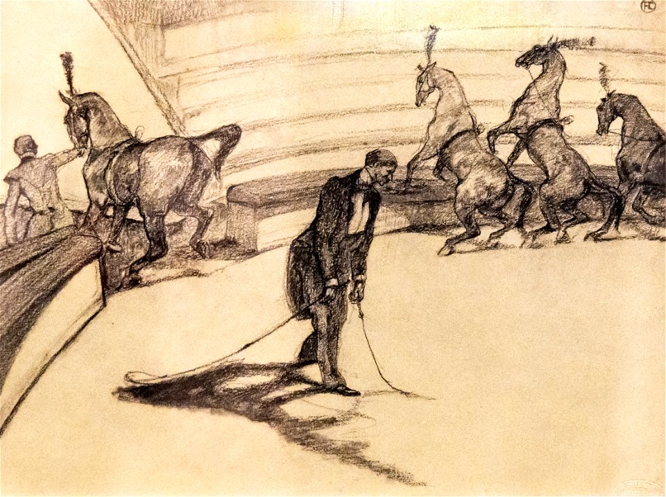 (Albi) Au cirque ; chevaux en liberté 1899 - Toulouse-Lautrec