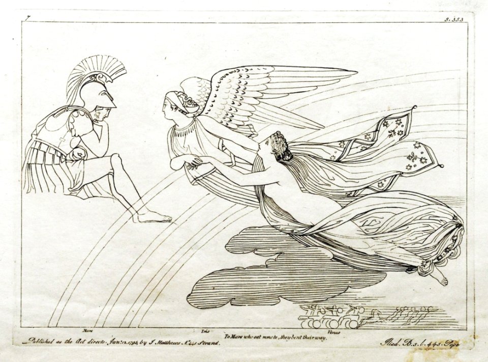 (7) Flaxman Ilias Kupferstich 1795, Zeichnung 1793, 182 x 250 mm