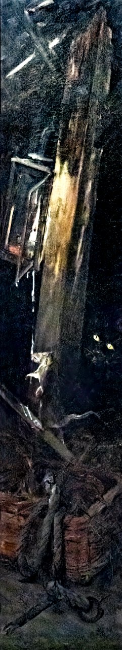(Albi) Chat noir tuant un rat (1883-1885) Alfred Emile Méry (huile et cire sur toile)