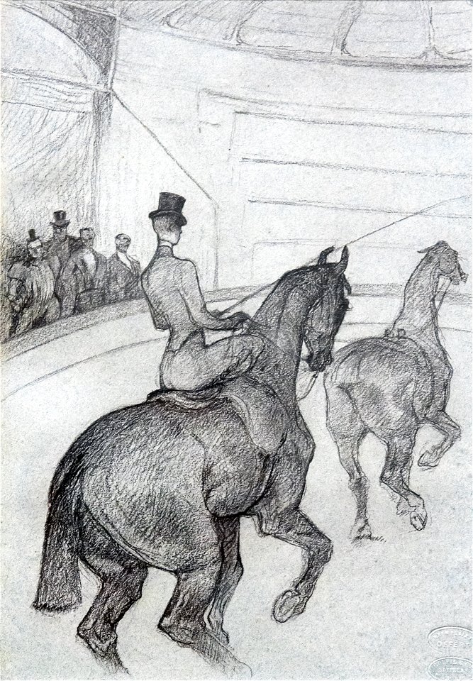 (Albi) Au Cirque ; écuyère de haute école, le tandem 1899 - Toulouse-Lautrec