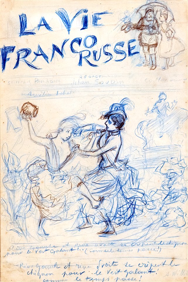 (Albi) Etude pour la couverture de La Vie franco-russe (~1895) - Adolphe Willette