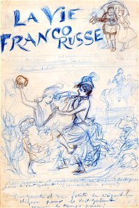 (Albi) Etude pour la couverture de La Vie franco-russe (~1895) - Adolphe Willette. Free illustration for personal and commercial use.