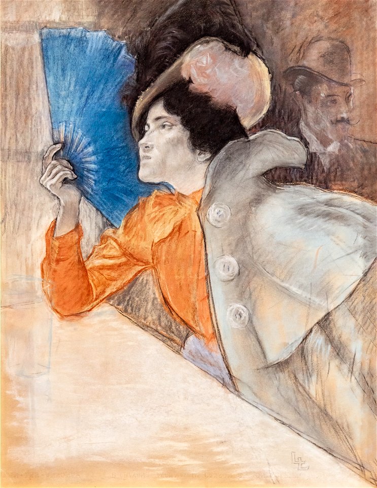 (Albi) Elégante à l'éventail (c1900), Pastel, Louis Legrand