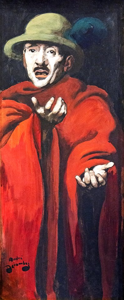 (Albi) L'Acteur - André Devambez (~1900) Gouache et aquarelle sur panneau