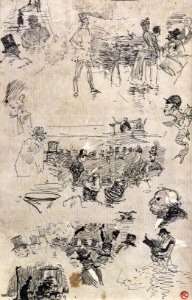 (Albi) Le Quadrille de la chaise Louis XIII. Elysée Montmartre Toulouse-Lautrec 1886 encre et fusain sur papier