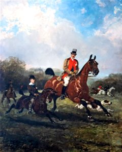 (Albi) Le comte Geoffroy de Ruillé chassant à courre, son fils à ses côtés, le château de Gallerande au fond - René Princeteau MTL.inv.04.04.01