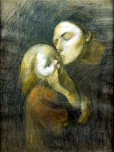 (Albi) Maternité - Eugène Carrière 1892 Pastel et fusain sur papier