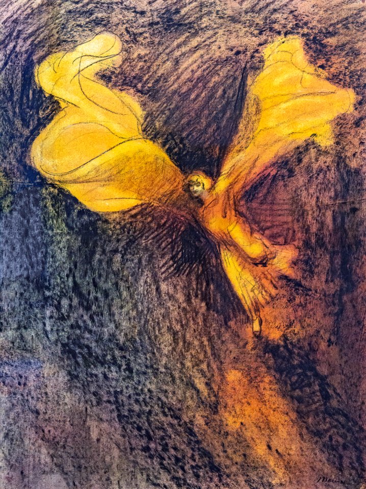 (Albi) Loïe Fuller (robe orange) (~1865) Charles Maurin - pastel et fusain sur papier