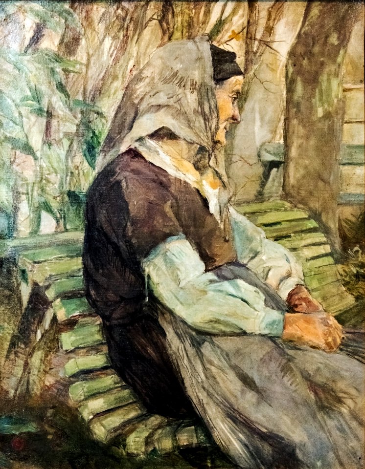 (Albi) Vieille femme assise sur un banc à Céleyran - Toulouse-Lautrec 1882 - Musée Toulouse-Lautrec