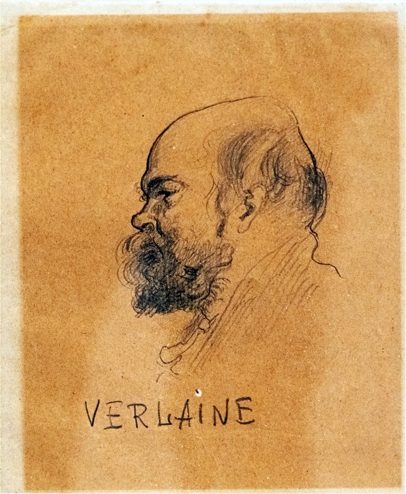 (Albi) portrait de Verlaine profil gauche - Louis Anquetin - pierre noire sur papier - Musée Toulouse-Lautrec