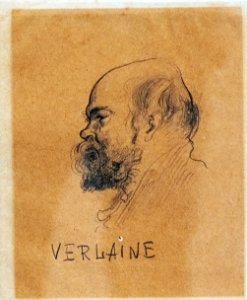 (Albi) portrait de Verlaine profil gauche - Louis Anquetin - pierre noire sur papier - Musée Toulouse-Lautrec