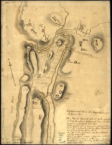 (Disposition of British troops, with fortifications north of Fort Knipehausen, i.e. Fort Washington to Fort Independence. LOC gm71002317