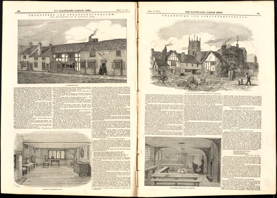 (Illustrations of Shakespeare's house and school) (28004023965)