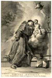 (Giovanni) Antonio Faldoni - St Antony of Padua embracing the Christ Child's right arm, lily at lower right, 1951,0714.257