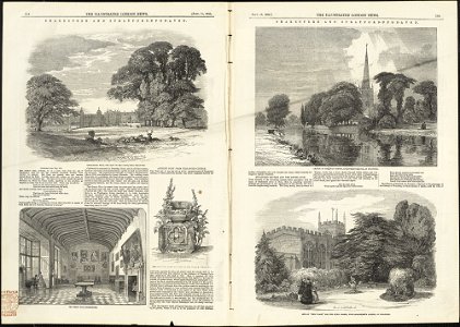 (Illustrations of Charlecote Hall, Church of the Holy Trinity, and New Place) (28004023615). Free illustration for personal and commercial use.