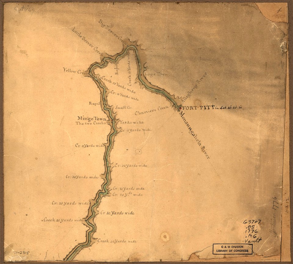 (Map of the Ohio River from Fort Pitt. LOC gm71002315