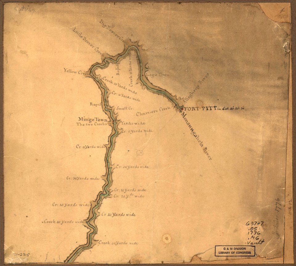 (Map of the Ohio River from Fort Pitt. LOC gm71002315