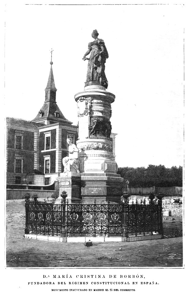 (Monumento a María Cristina de Borbón) 1893-06-30, La Ilustración Española y Americana, D.ª María Cristina de Borbón. Fundadora del régimen constitucional en España (cropped)
