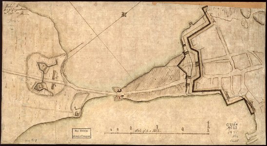 (Plan of the Neck and fortifications) Delivd. to H.E. Gl. Gage, June 30th. 1775.-J.M. LOC gm71000918