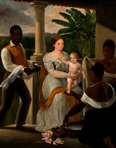 (O filho do artista tomando banho na varanda da residência de seu avô, Grandjean de Montigny), da Coleção Brasiliana Iconográfica