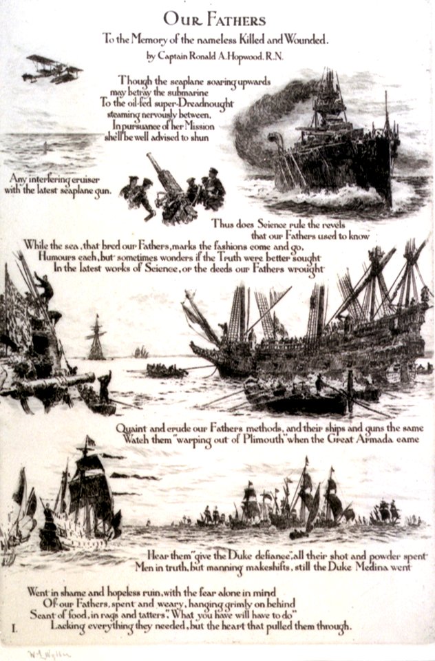 (Plate I, illustrating the poem) 'Our Fathers' (1913) by Captain Ronald A. Hopwood, RN RMG PW2158