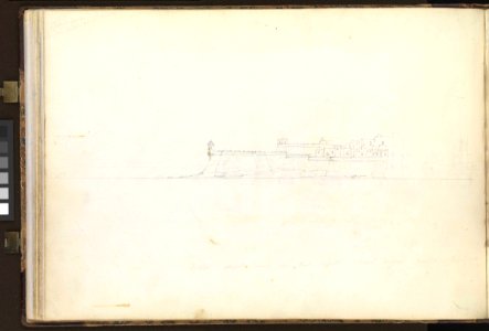 (Recto) View at Gibraltar, towards Algeciras; with a pencil sketch of a rowing boat with a passenger in a tall hat; (Verso) Cabo de Gata RMG PZ0871-002