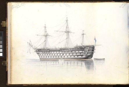 (Recto) Inside the Harbour at Malta, 17 April 1852; (Verso) HMS 'Trafalgar' in Grand Harbour, Malta, 11 March 1852 RMG PZ0865-002