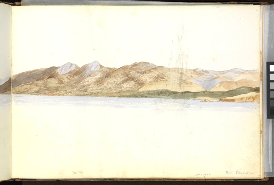 (Recto) The southern part of Mulah Bay (Vourla- Urla Bay), near Smyrna (Izmir), Turkey (continued from PAI0874); (Verso) Port Mandri, Greece, 2 October 1852 RMG PZ0875-001