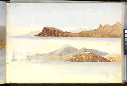 (Recto) Two views of Cape Colonna (Sounion) and the Temple of Poseidon, October 1852; (Verso) a Greek brig RMG PZ0876-001