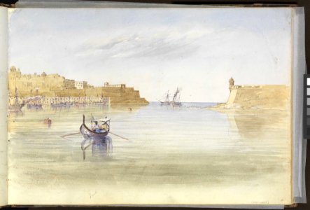 (Recto) Inside the Harbour at Malta, 17 April 1852; (Verso) HMS 'Trafalgar' in Grand Harbour, Malta, 11 March 1852 RMG PZ0865-001