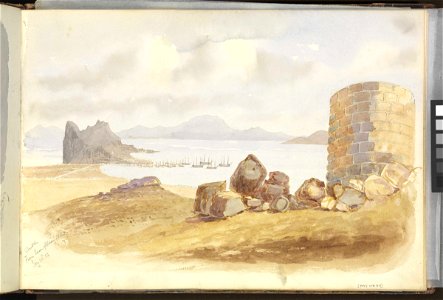(Recto) Gibraltar from the Queen of Spain's Chair, 22 January 1853; (verso, undated) St Angelo and Dockyard Creek, Malta RMG PZ0879-001
