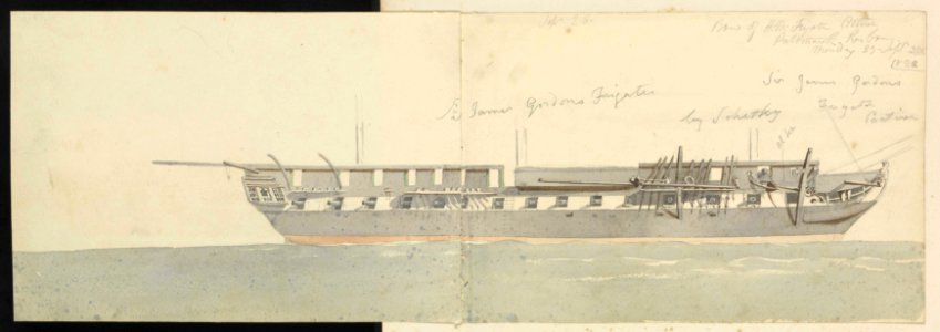 (Recto) HMS Frigate 'Phaeton', 1822; (Verso) HMS 'Active' RMG PZ0915-002