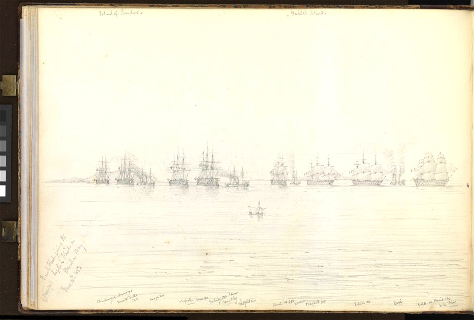 (Recto) The 'Ville de Paris', French flag ship, Besika Bay, 22 July 1853- (verso) The French fleet joining the English in Besika Bay, 14 June 1853 RMG PZ0881-002