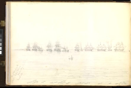 (Recto) The 'Ville de Paris', French flag ship, Besika Bay, 22 July 1853- (verso) The French fleet joining the English in Besika Bay, 14 June 1853 RMG PZ0881-002