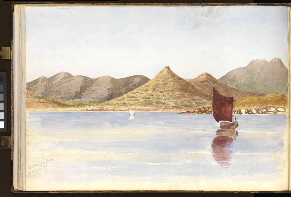 (Recto) The southern part of Mulah Bay (Vourla- Urla Bay), near Smyrna (Izmir), Turkey (continued from PAI0874); (Verso) Port Mandri, Greece, 2 October 1852 RMG PZ0875-002
