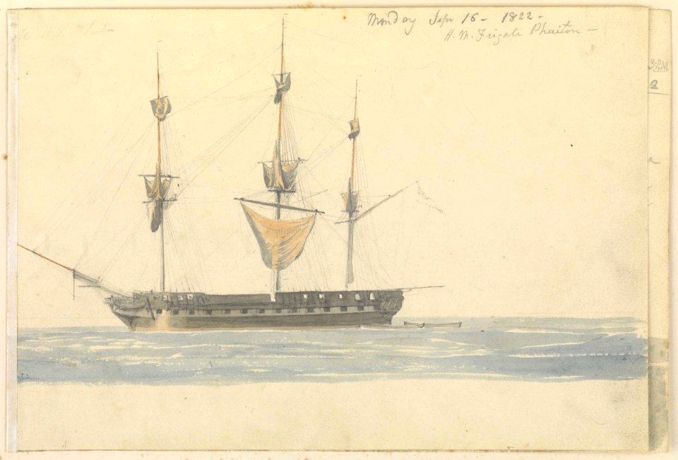 (Recto) HMS Frigate 'Phaeton', 1822; (Verso) HMS 'Active' RMG PZ0915-001