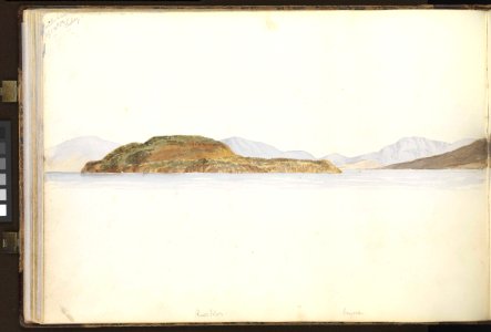 (Recto) Unfinished watercolour of the 'Britannia' anchored in 'Mulah Bay' (Vourla- Urla Bay), Turkey, west of Smyrna (Izmir); (Verso) Mulah Bay (continued on PAI0875 recto) RMG PZ0874-002