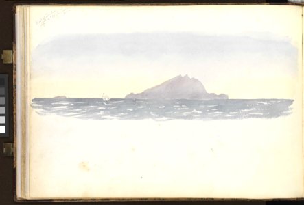 (Recto) Trial of sailing off Cape de Galta (Cabo de Gata), 30 July 1852, 'Trafalgar' and 'Terrible' in the foreground; (Verso) the island of Zembra, near Cape Bon, Tunisia, 2 September 1852 RMG PZ0872-002