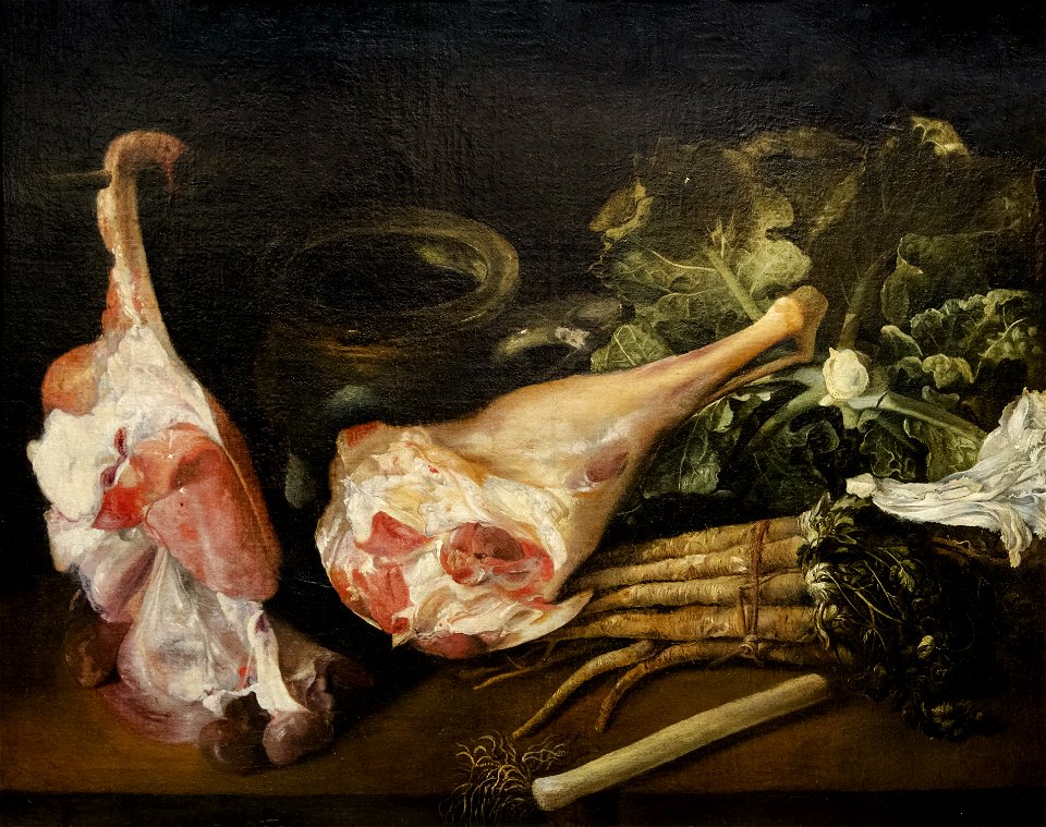 (Toulouse) Table de cuisine ou Nature morte au gigot Michel-Honoré Bounieu - Caen, Musée des beaux-arts